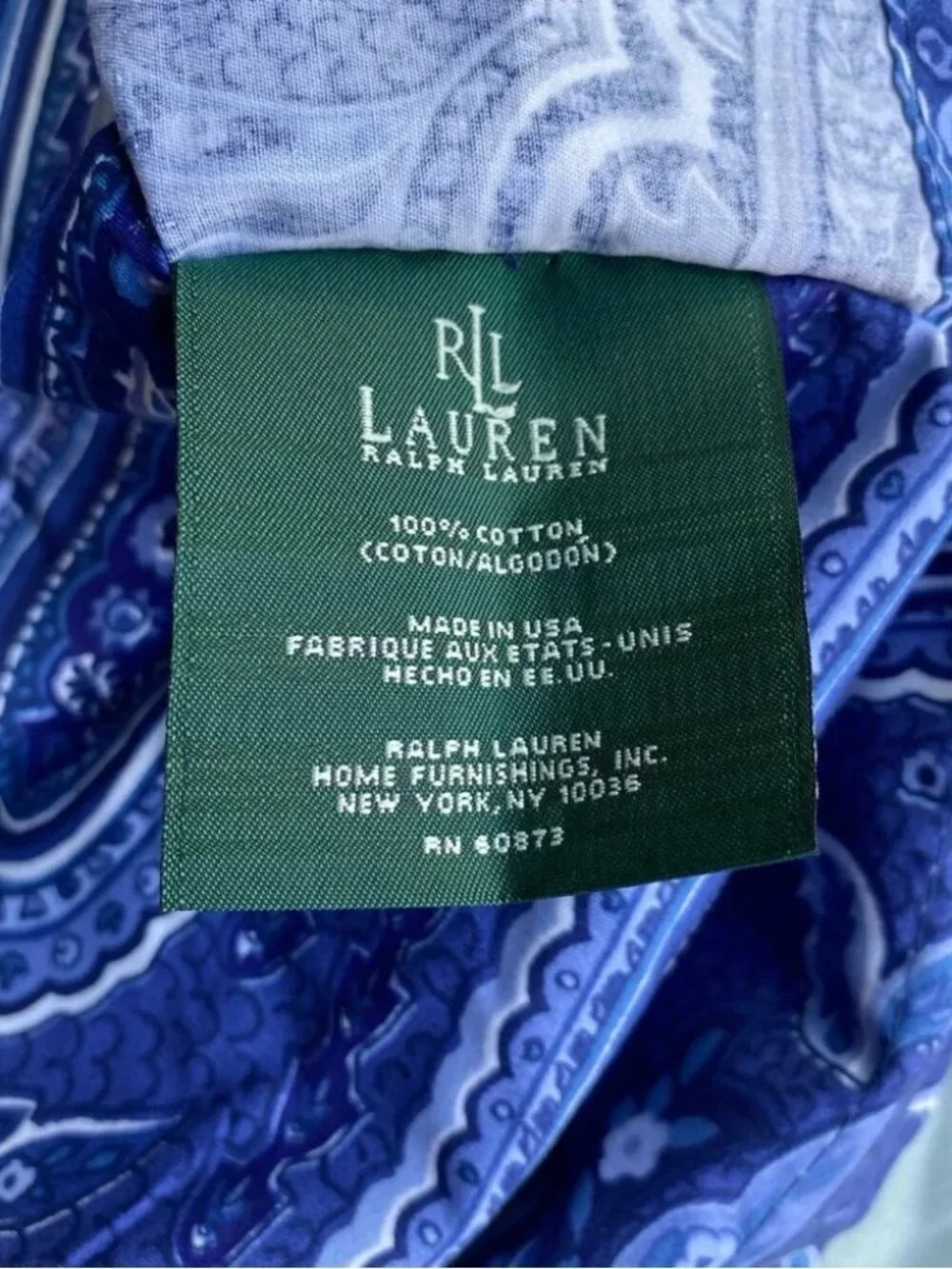 Set of 2 Lauren Ralph Lauren blue white cotton Putney Paisley standard shams